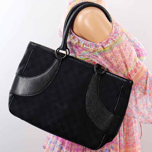 Gucci Handbags - ✨Black Canvas Leather Tote✨ by Gucci